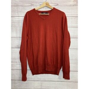 J Crew V Neck Sweater Pullover SIZE M Cotton Cashmere Long Sleeve Orange red